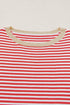 Contrast Trimmed Striped Drop Shoulder Sweater